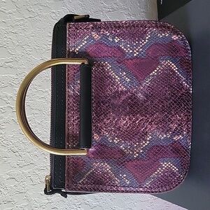 Fossil mini Ryder animal print snake print embossed top handle  handbag